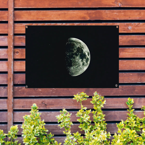 Halve maan in sterrennacht tuinposter