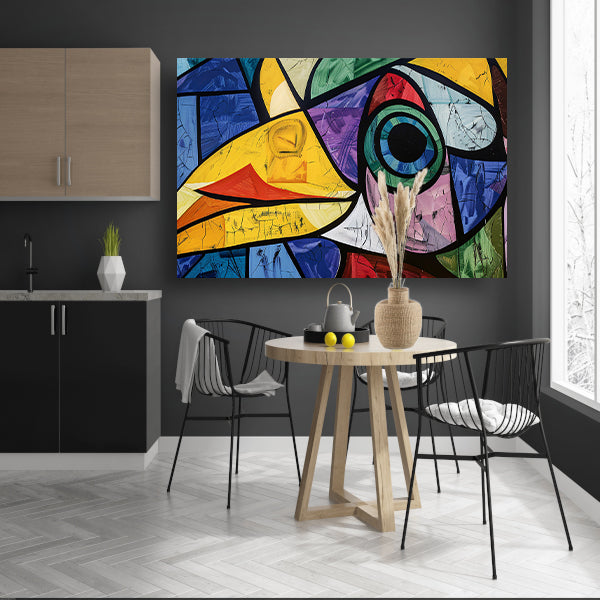 Abstracte kleurrijke vogel met geometrische vormen acrylglas