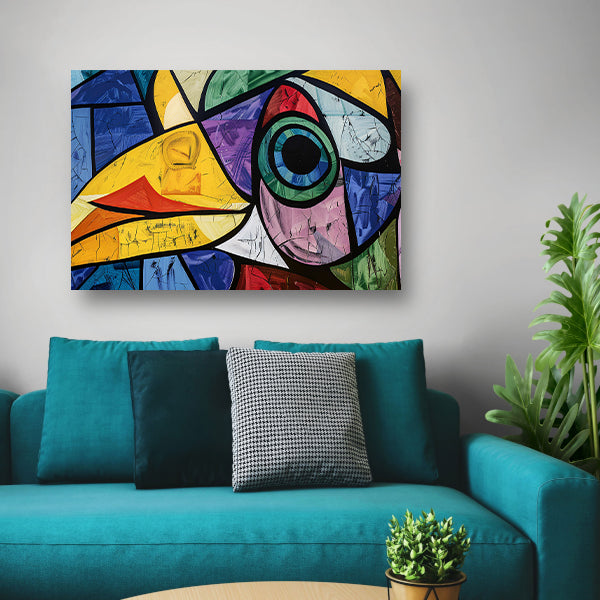 Abstracte kleurrijke vogel met geometrische vormen acrylglas