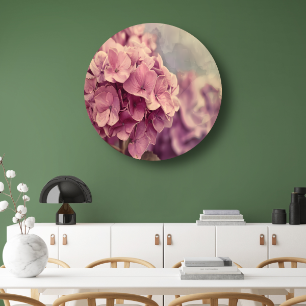 Hortensias in Zacht Roze forex muurcirkel