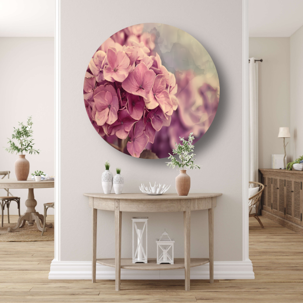 Hortensias in Zacht Roze forex muurcirkel