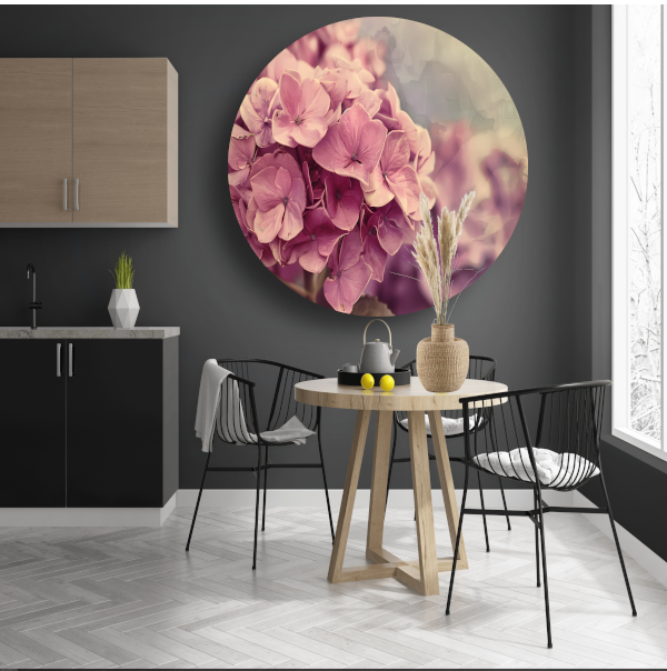 Hortensias in Zacht Roze forex muurcirkel