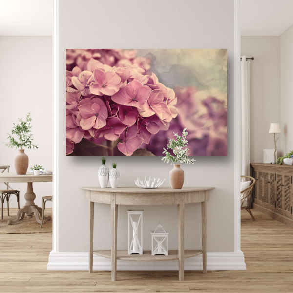 Hortensias in Zacht Roze canvas