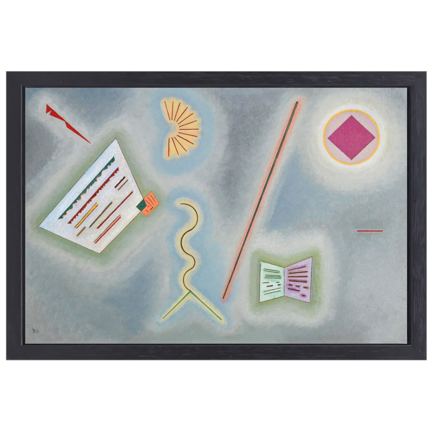 Oppervlakken en lijnen - Wassily Kandinsky canvas met baklijst