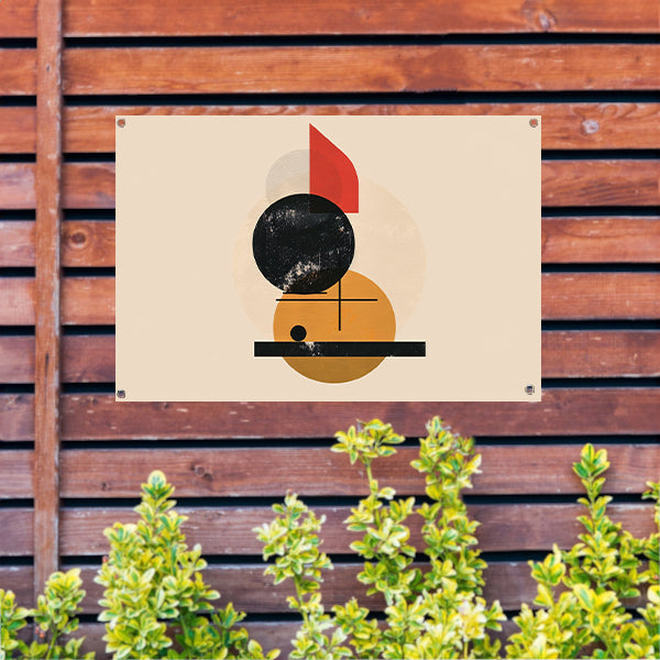 Geometrisch ontwerp met kleurrijke accenten tuinposter