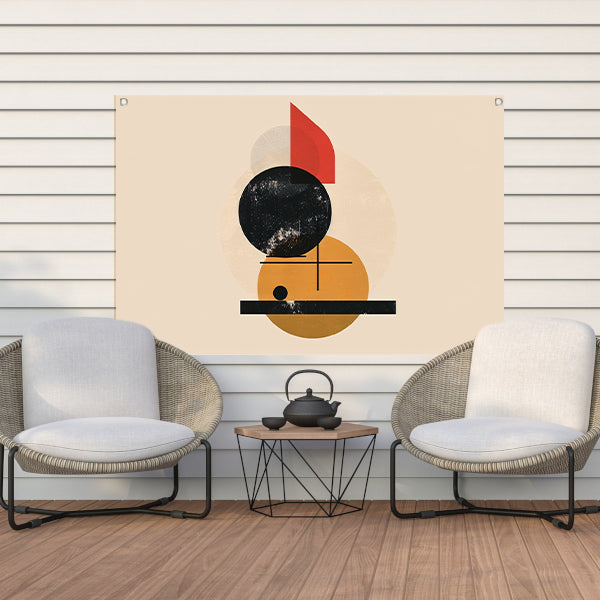 Geometrisch ontwerp met kleurrijke accenten tuinposter