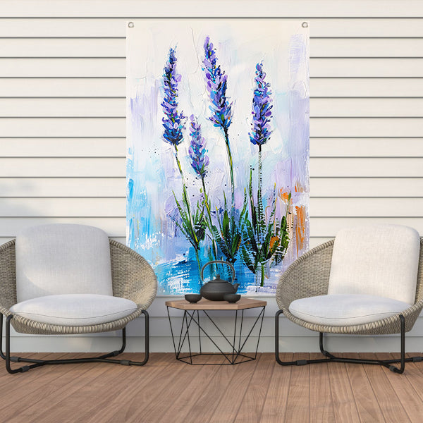 Impressionistisch schilderij van prachtige lavendelbloemen tuinposter