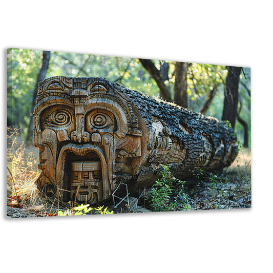 Houten gelaat in bos canvas