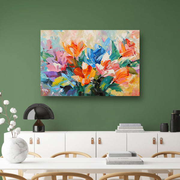 Levendige Abstracte Impressionistische Bloemenschilderij poster