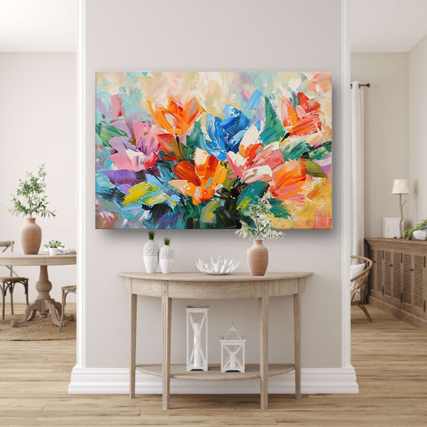Levendige Abstracte Impressionistische Bloemenschilderij poster