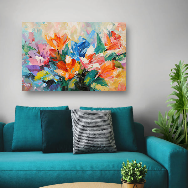 Levendige Abstracte Impressionistische Bloemenschilderij poster