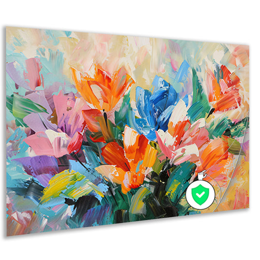 Levendige Abstracte Impressionistische Bloemenschilderij poster