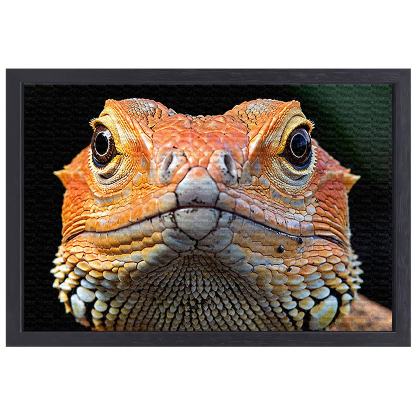 Intrigerende reptielenblik. canvas met baklijst