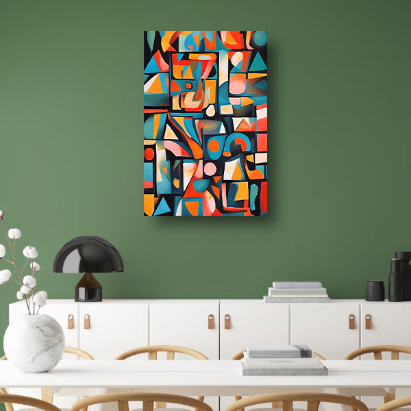 Kleurrijke abstracte kubistische patronen poster