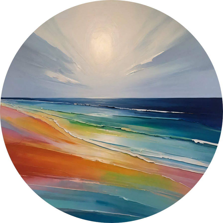 Kleurrijke Abstractie van een Zonsondergang Strand forex muurcirkel