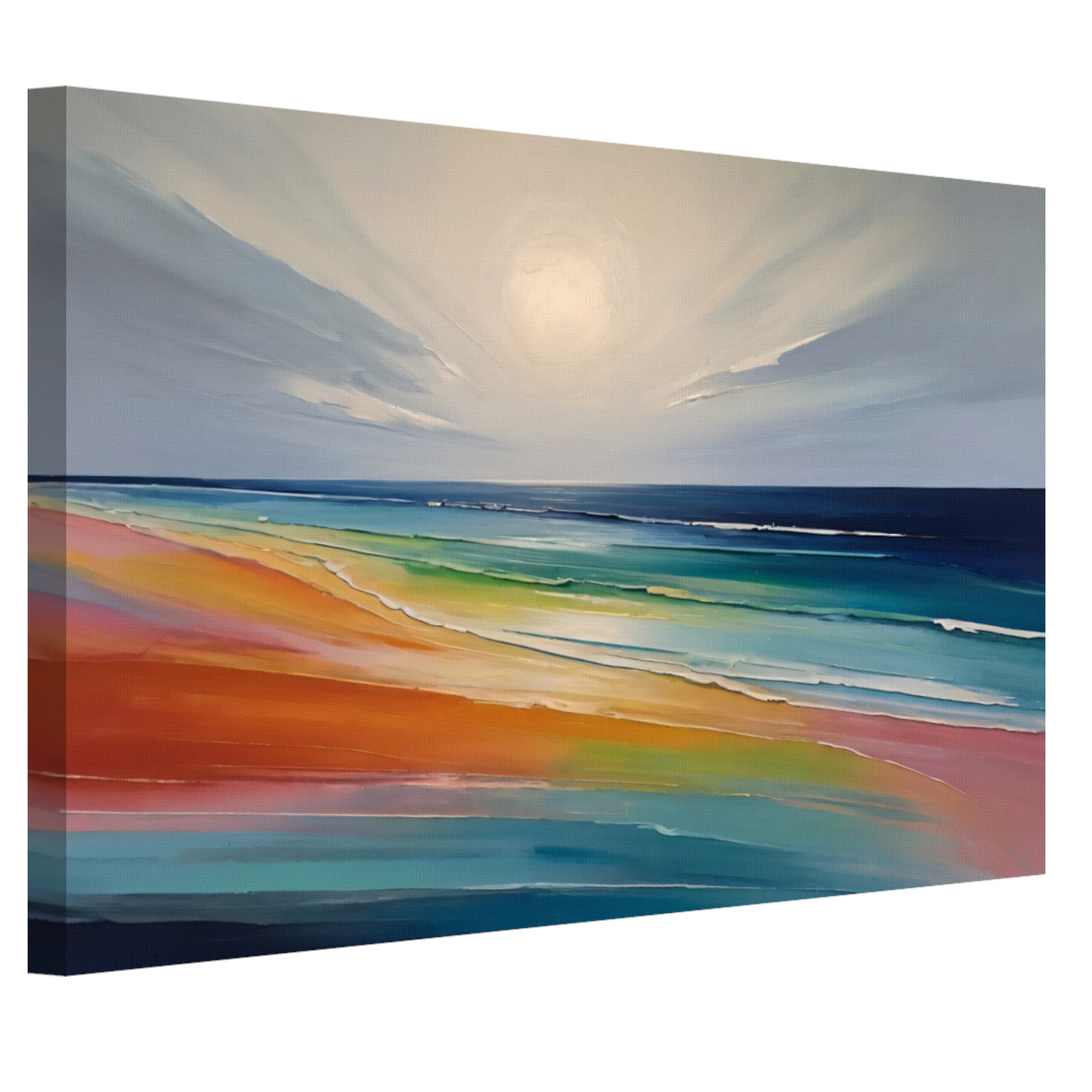 Kleurrijke Abstractie van een Zonsondergang Strand canvas