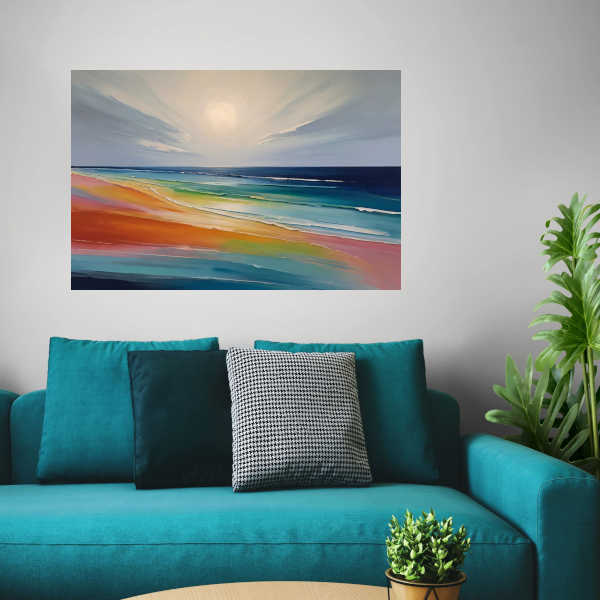 Kleurrijke Abstractie van een Zonsondergang Strand canvas
