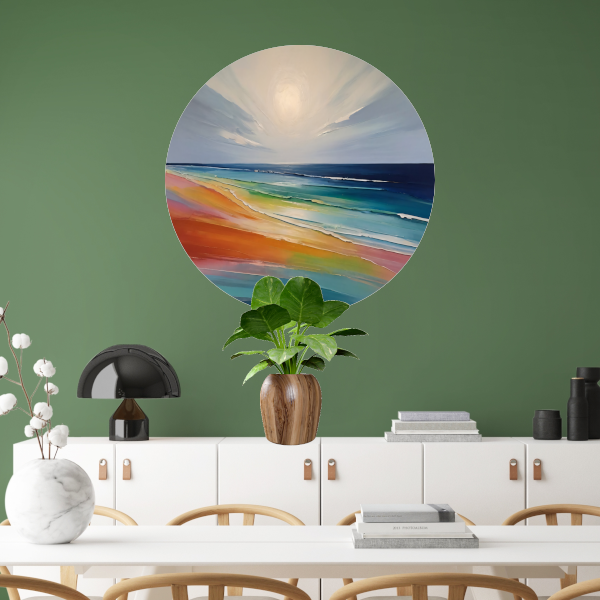 Kleurrijke Abstractie van een Zonsondergang Strand forex muurcirkel