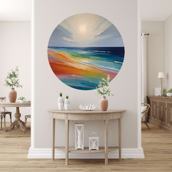 Kleurrijke Abstractie van een Zonsondergang Strand forex muurcirkel