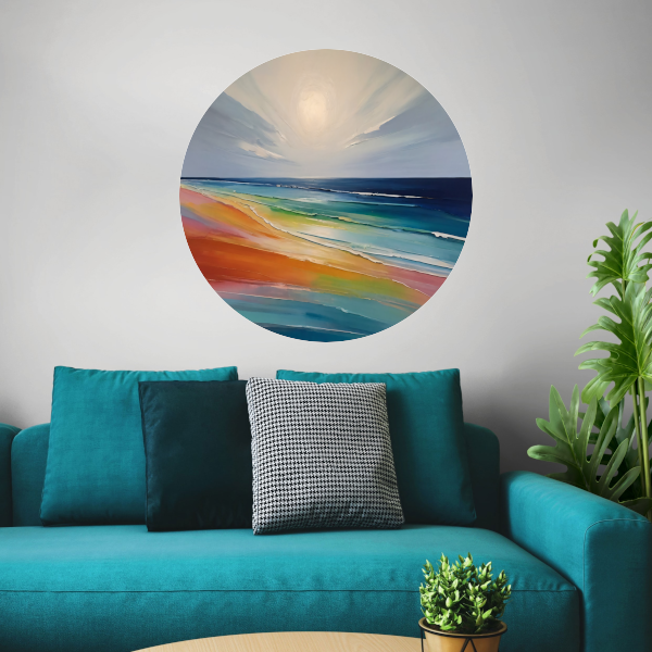 Kleurrijke Abstractie van een Zonsondergang Strand forex muurcirkel
