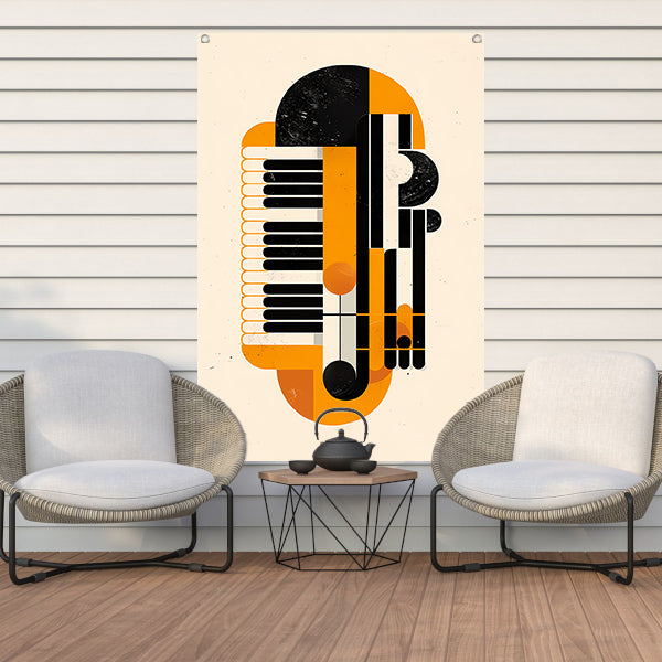 Abstract Accordeon in Levendige Kleuren tuinposter