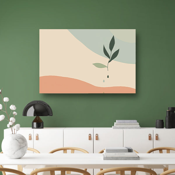 Minimalistische plant met waterdruppel acrylglas