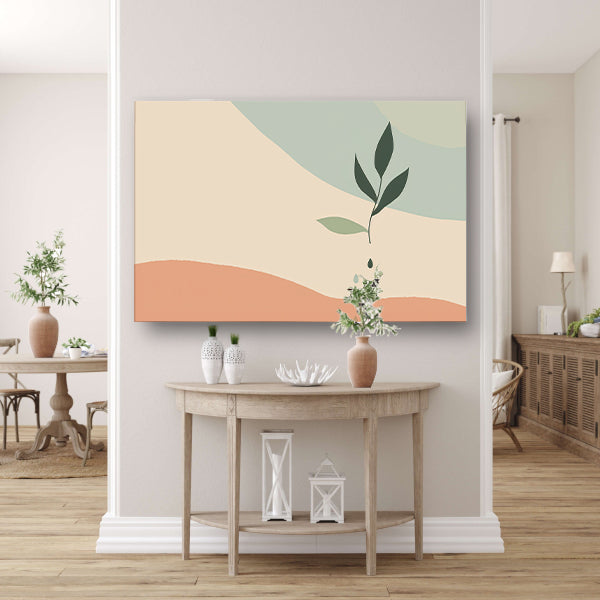 Minimalistische plant met waterdruppel canvas