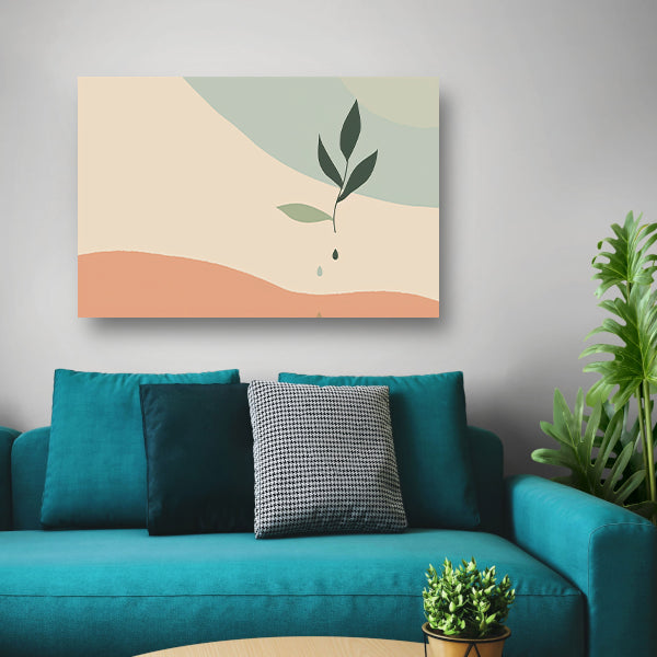 Minimalistische plant met waterdruppel acrylglas