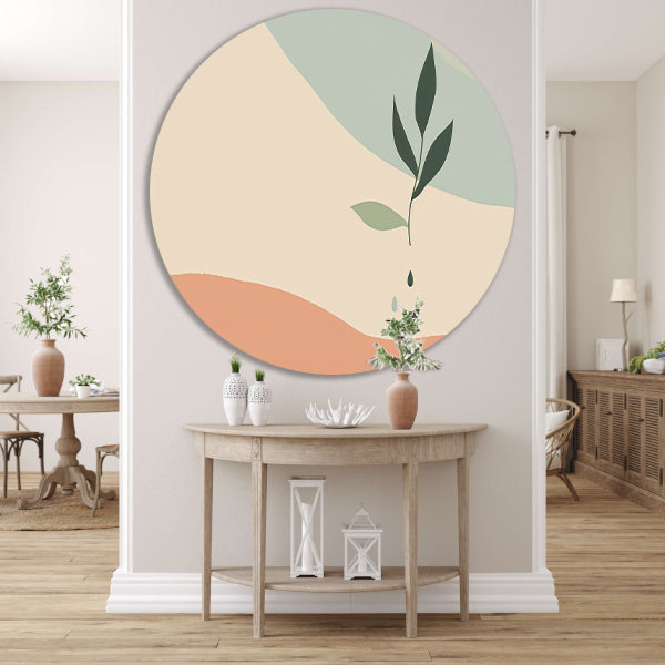 Minimalistische plant met waterdruppel forex muurcirkel