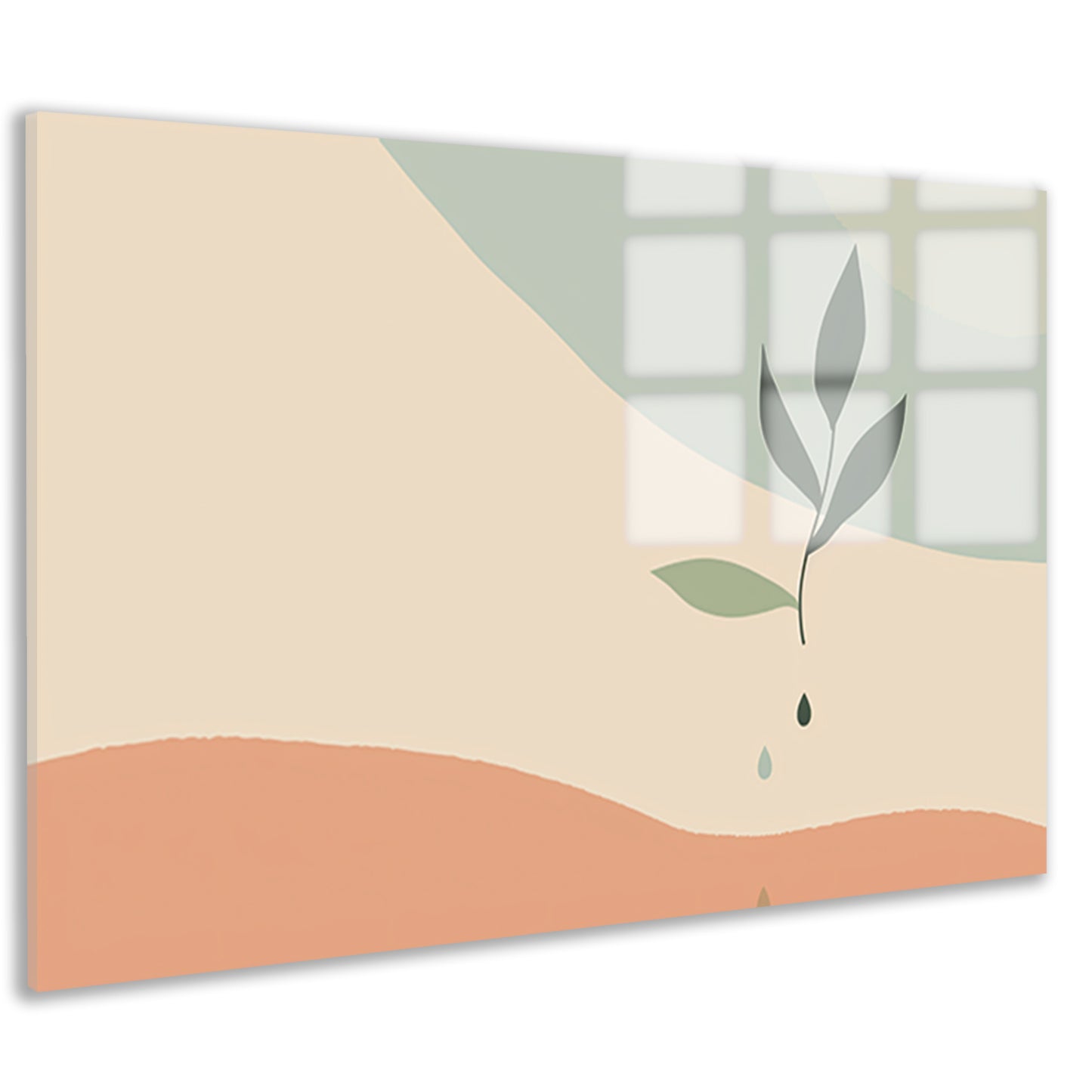 Minimalistische plant met waterdruppel acrylglas