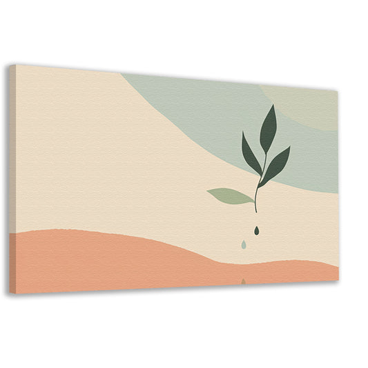 Minimalistische plant met waterdruppel   canvas