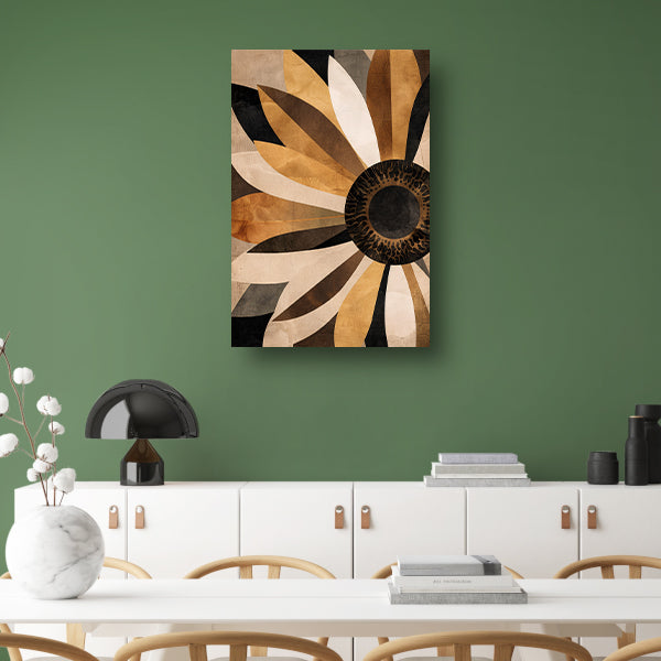 Sepia Zonnebloem Abstract Art Deco Design canvas