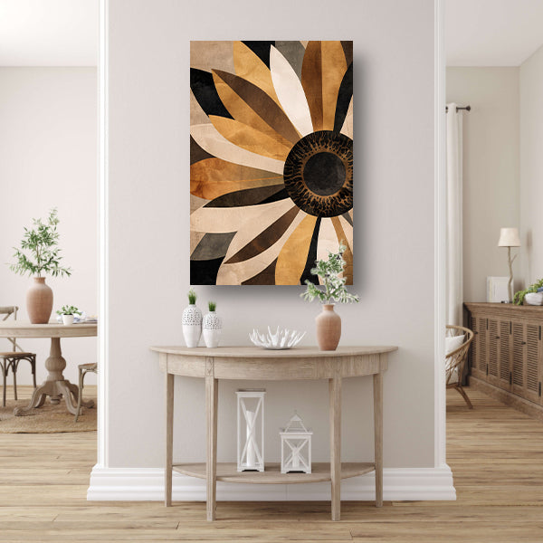 Sepia Zonnebloem Abstract Art Deco Design canvas
