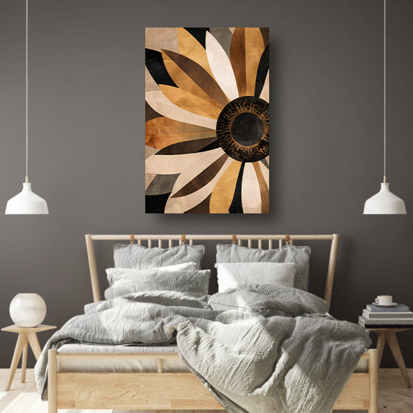 Sepia Zonnebloem Abstract Art Deco Design canvas