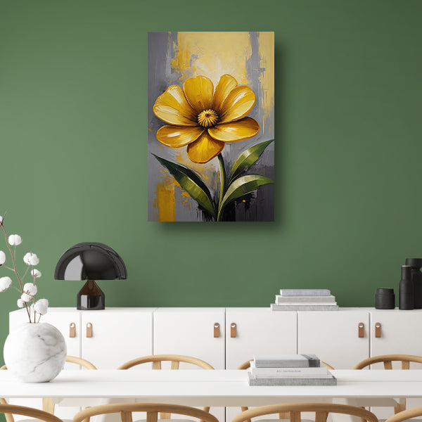 Impressionistische Gele Bloem op Moderne Achtergrond canvas