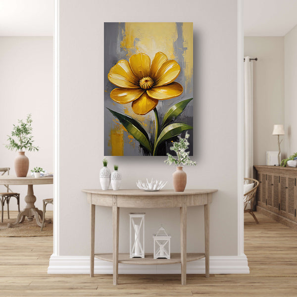Impressionistische Gele Bloem op Moderne Achtergrond canvas