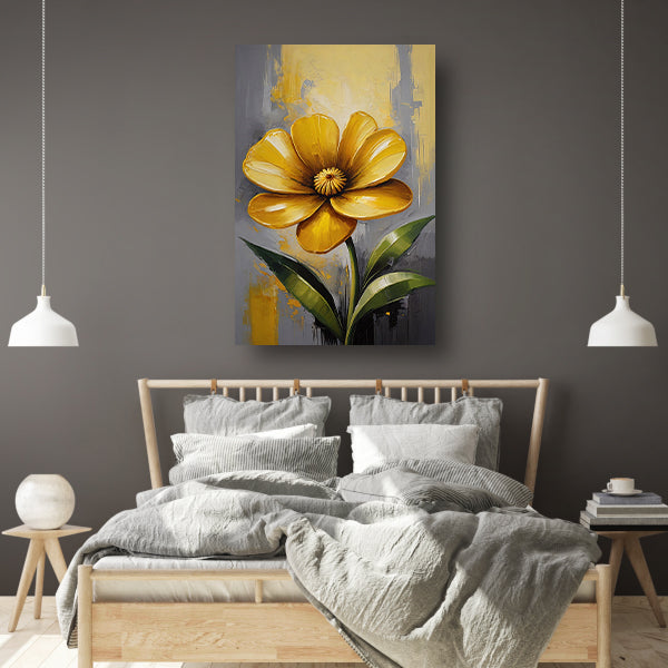 Impressionistische Gele Bloem op Moderne Achtergrond canvas