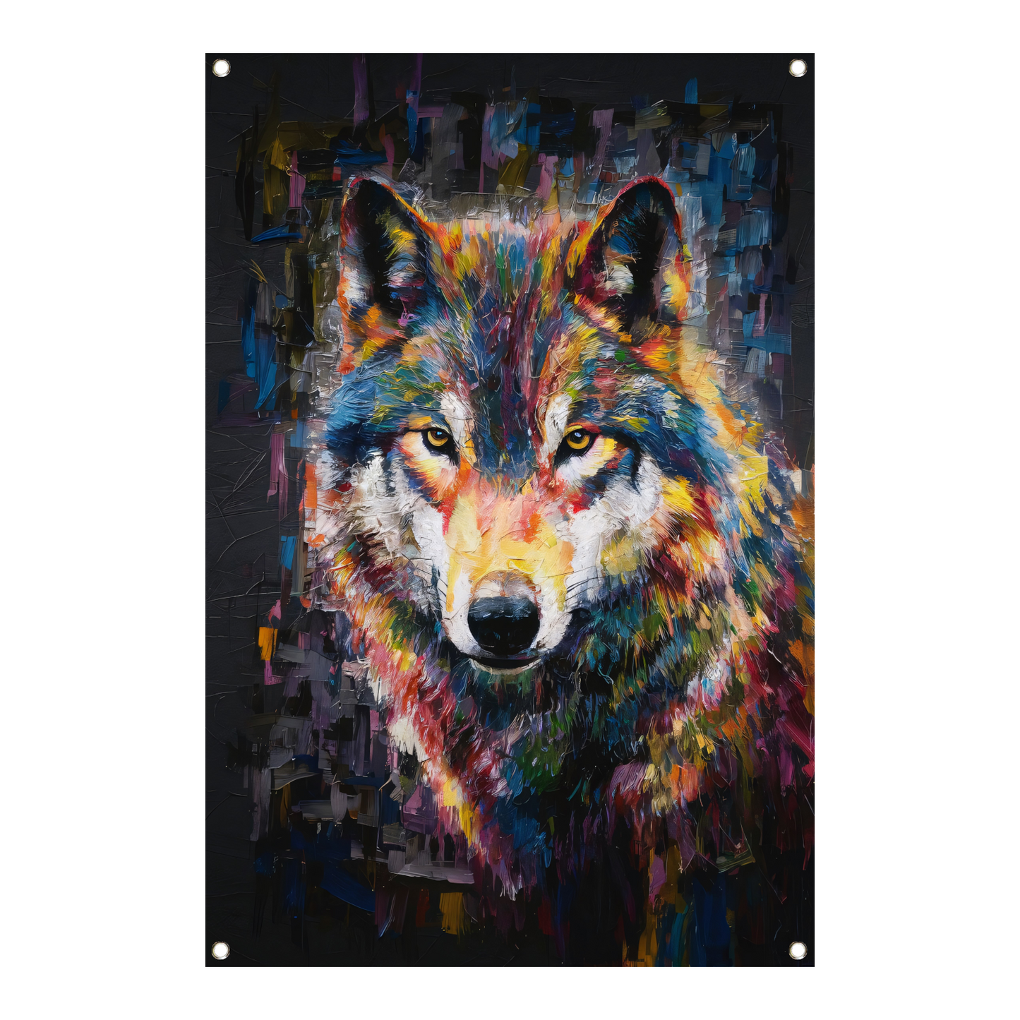 Dynamische Kleurrijke Abstracte Wolf tuinposter