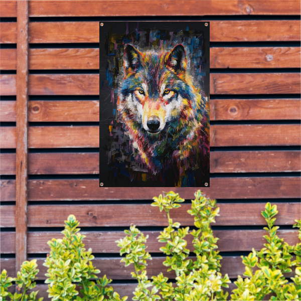 Dynamische Kleurrijke Abstracte Wolf tuinposter