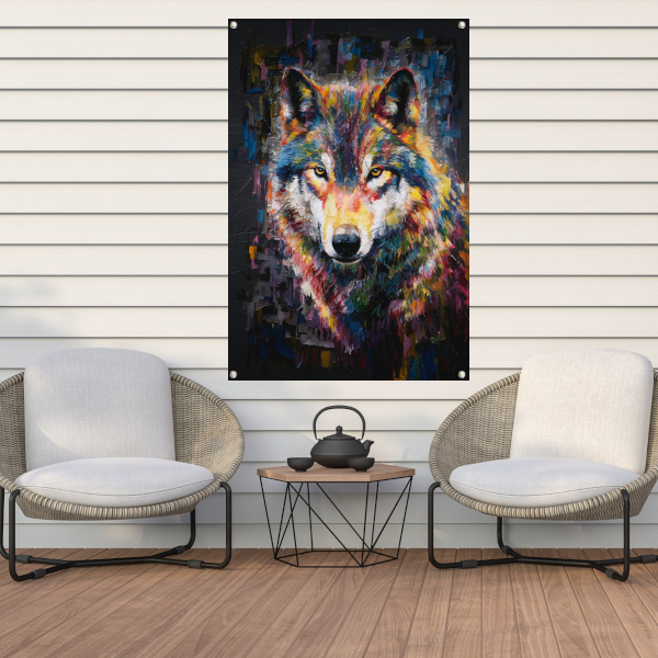 Dynamische Kleurrijke Abstracte Wolf tuinposter