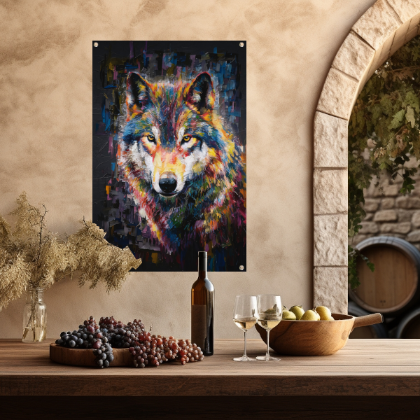 Dynamische Kleurrijke Abstracte Wolf tuinposter