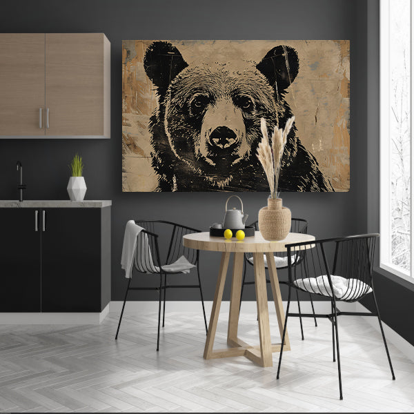 Monochrome beer met grafische lijnen poster