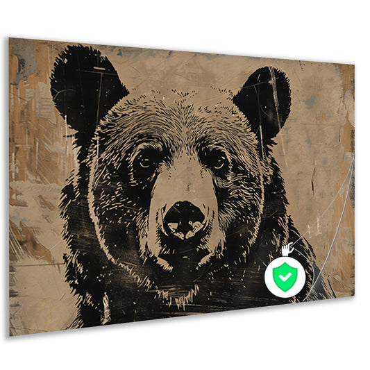 Monochrome beer met grafische lijnen poster