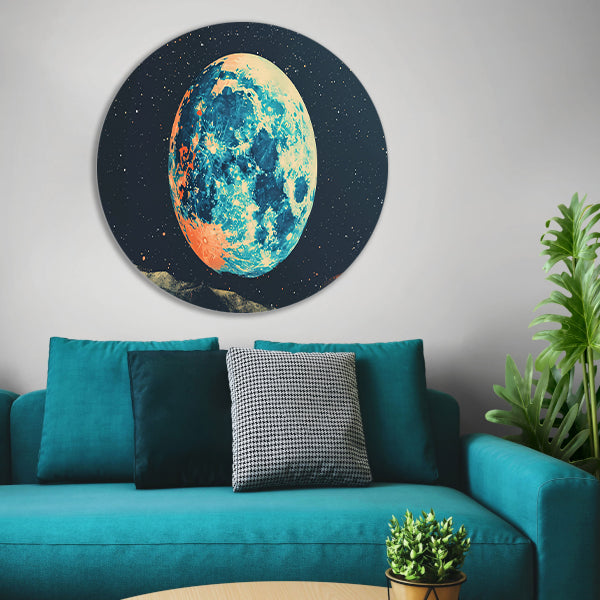 Aarde met Sterren in Abstracte Stijl aluminium muurcirkel