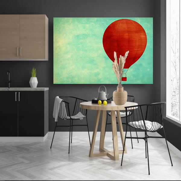 Minimalistische luchtballon tegen een gekleurde achtergrond acrylglas
