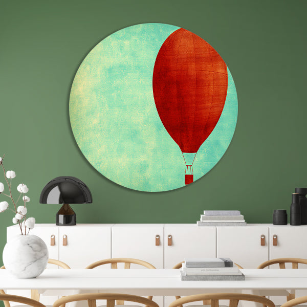 Minimalistische luchtballon tegen een gekleurde achtergrond forex muurcirkel