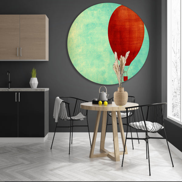 Minimalistische luchtballon tegen een gekleurde achtergrond forex muurcirkel