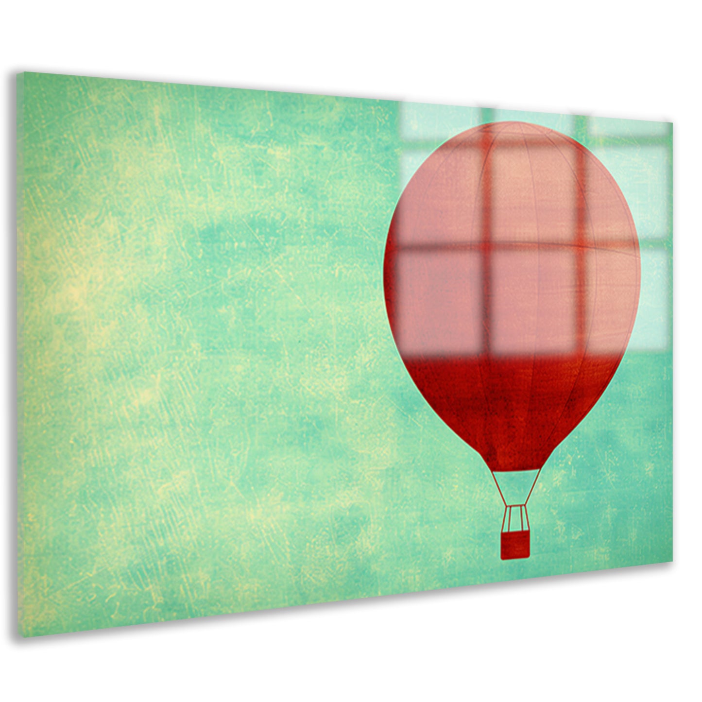 Minimalistische luchtballon tegen een gekleurde achtergrond acrylglas