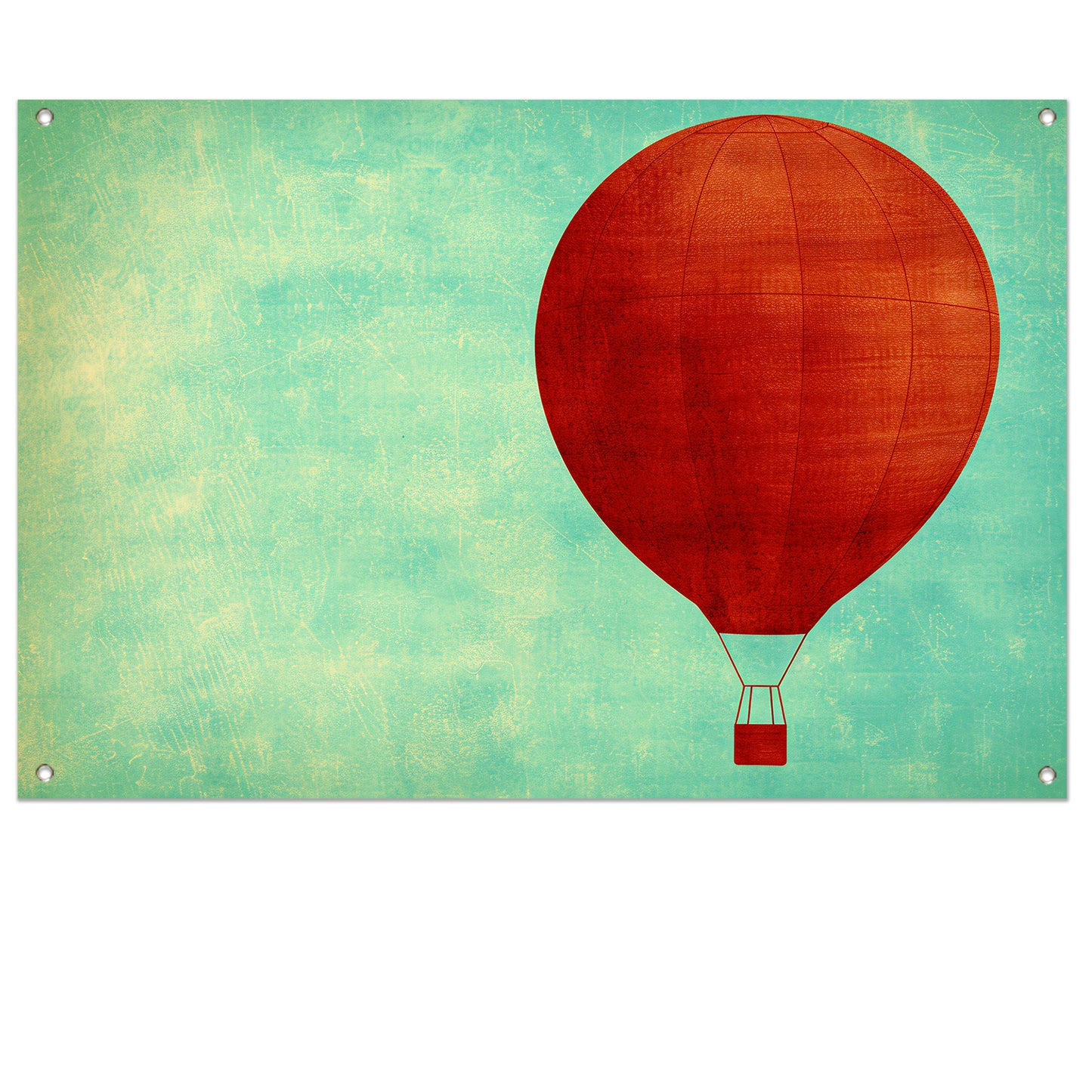 Minimalistische luchtballon tegen een gekleurde achtergrond tuinposter