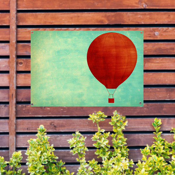 Minimalistische luchtballon tegen een gekleurde achtergrond tuinposter